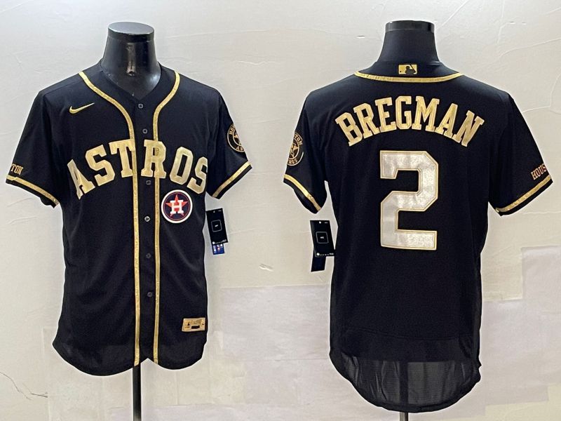 Men Houston Astros #2 Bregman Black Gold Elite 2025 Nike MLB Jersey style 7